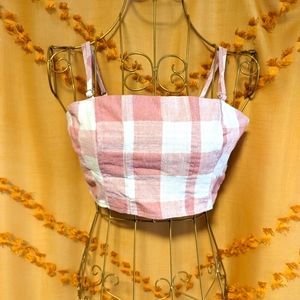 Forever 21 Plaid Side Button Cropped Tank